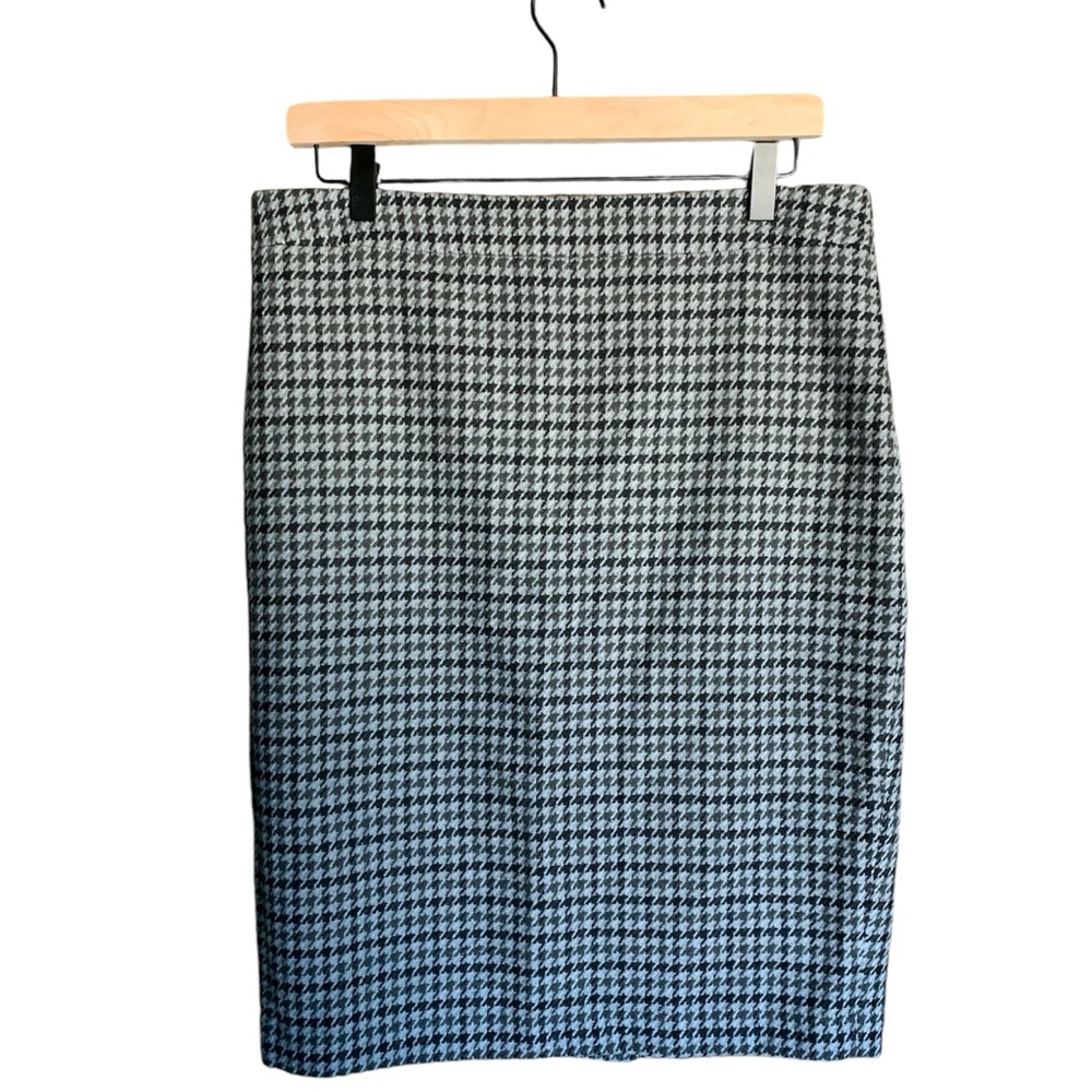 New J Crew women’s skirt wool blend black gray houndstooth lined size 8 academia